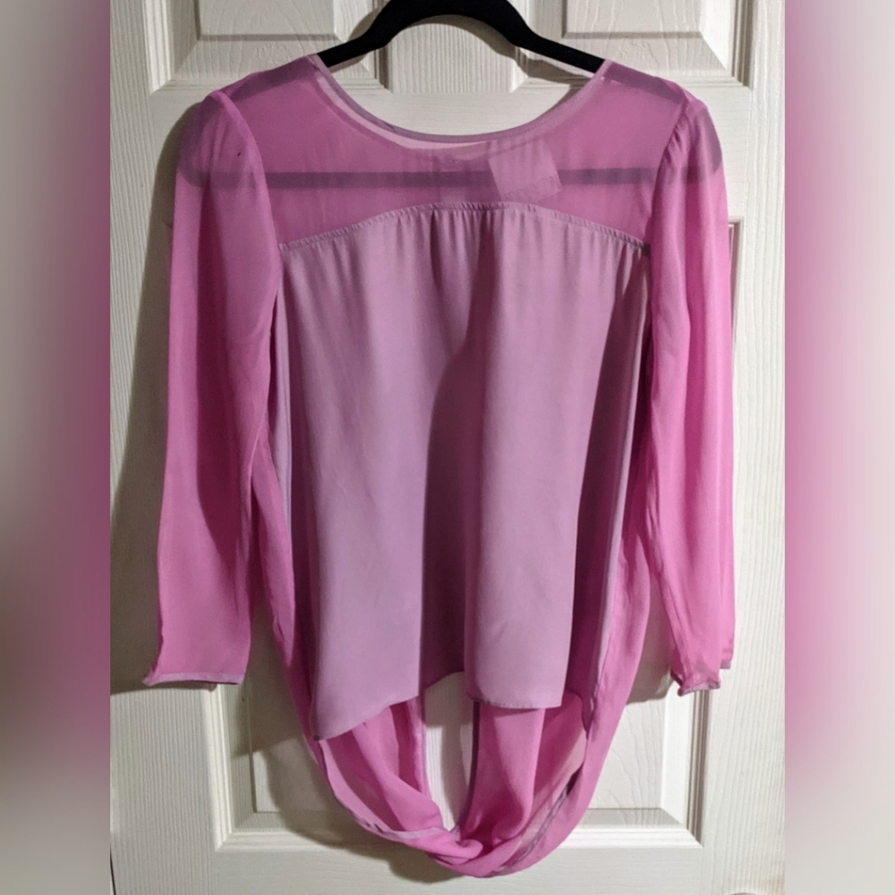 Addison Pink Blouse XS Silk Blend Draped Y2K Spring